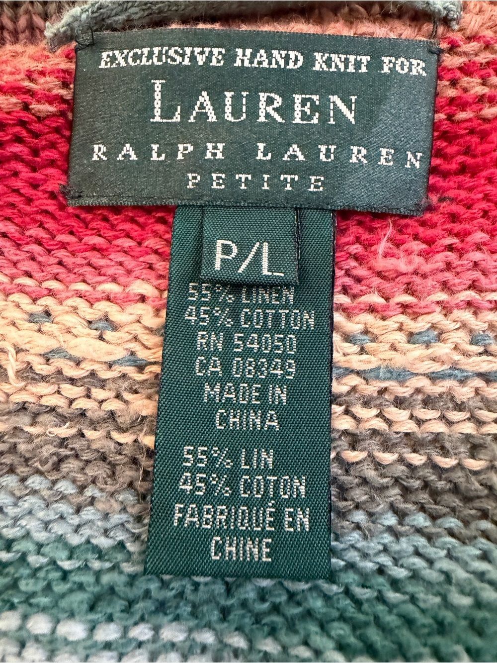 Vintage Ralph Lauren Hand Knit Linen Cotton Belted Sweater Southwestern Santa Fe - Picture 14 of 16